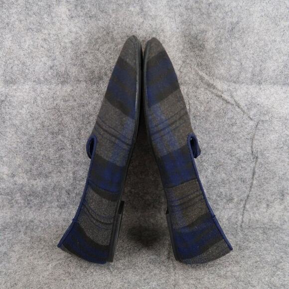 Old Navy Shoes Womens 9 Flats Loafer Slip On Plaid Casual Career Blue Grey Style - Picture 8 of 13